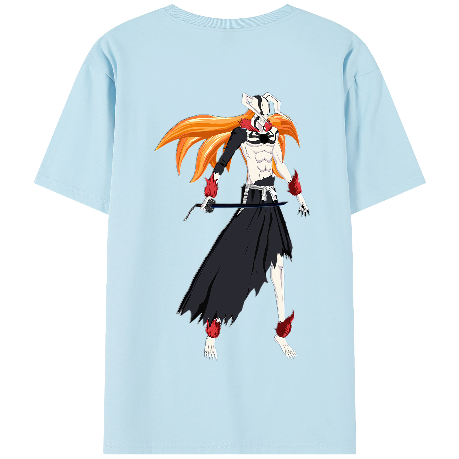 （画像用） ブリーチ 黒崎一護（くろさき いちご）BLEACH Kurosaki Ichigo 綿100％半袖Tシャツ（背面プリント）